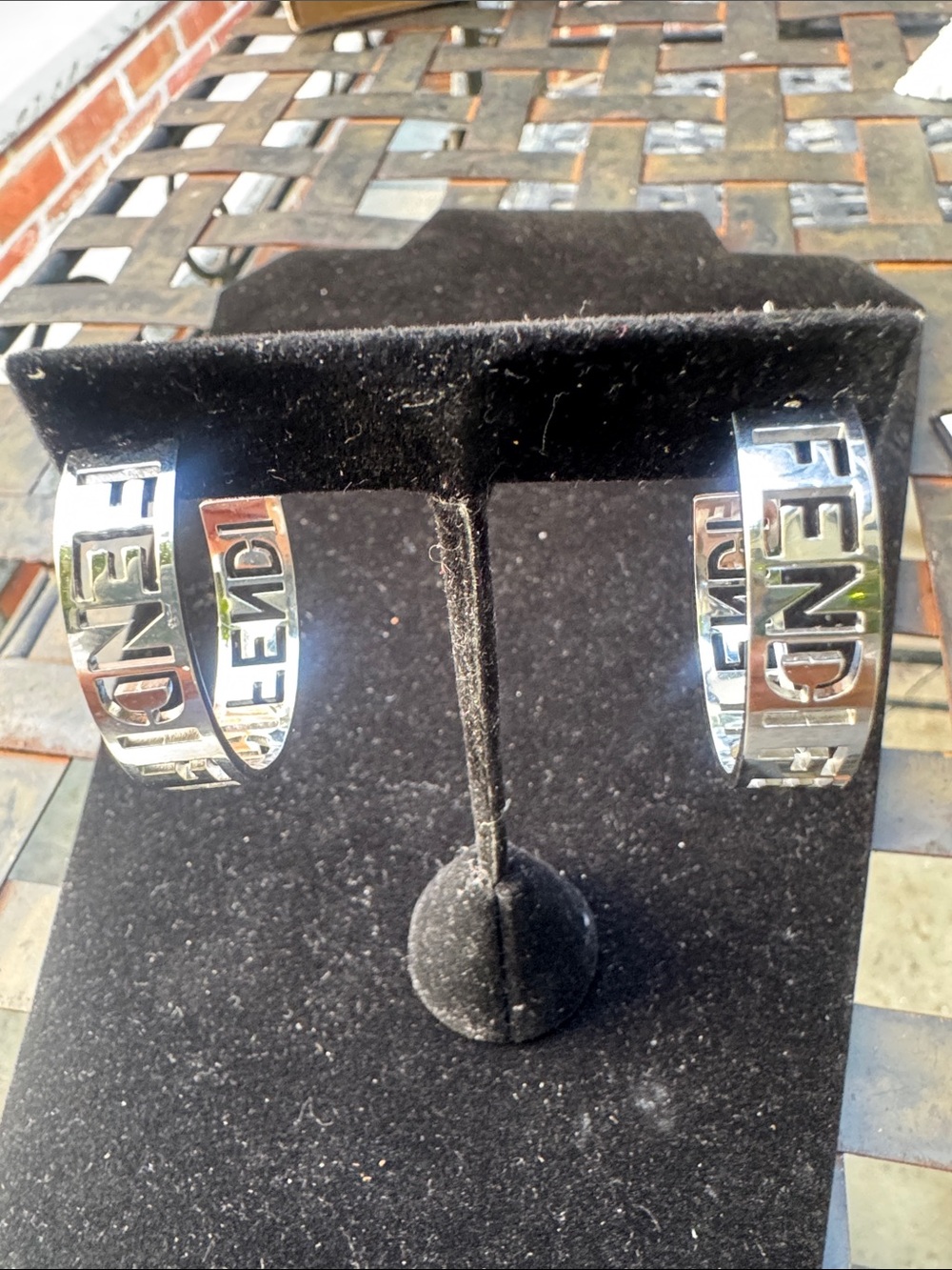 Earrings perforated silver tone
